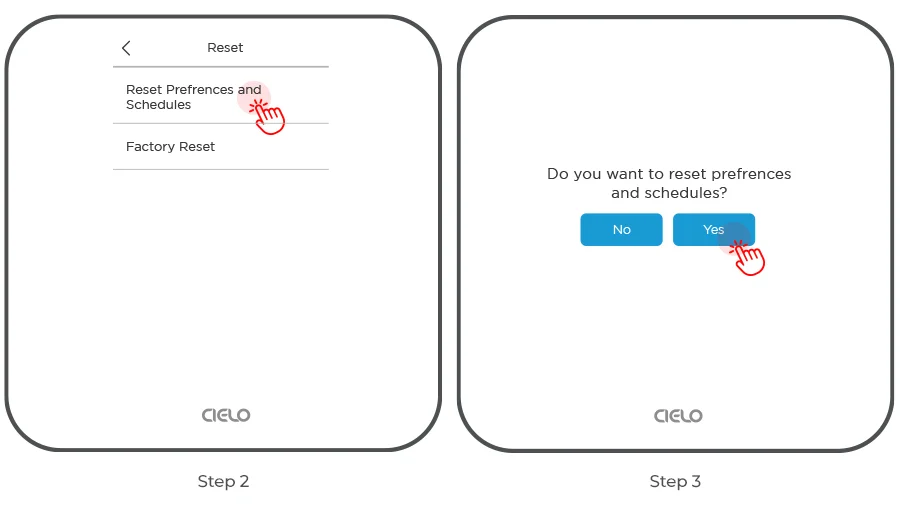 choosing resetting preferences and schedules