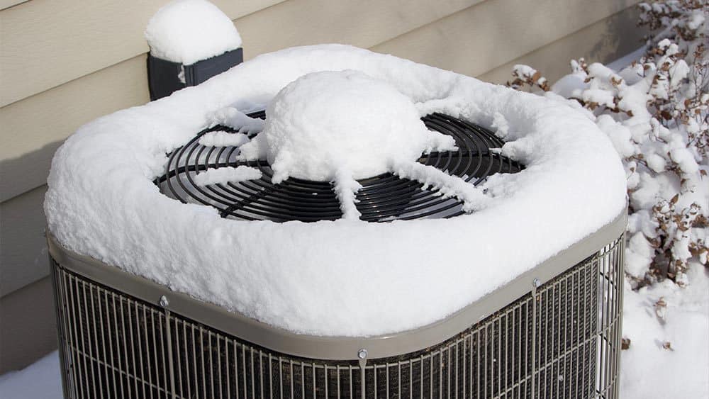 Snow on outdoor unit of the AC.