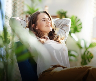 Woman relaxing on a sofa
