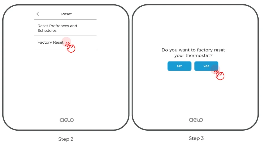 choosing factory reset