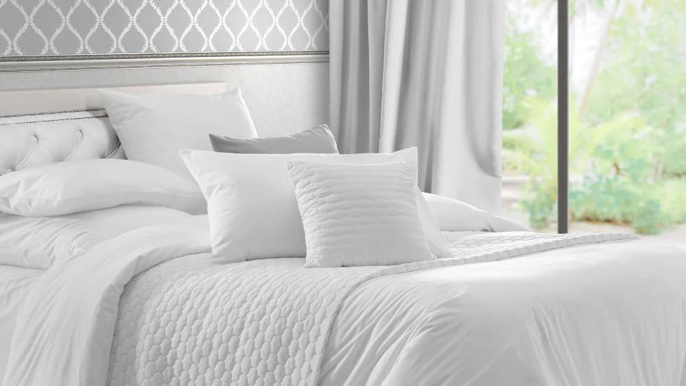 clean bedding in room