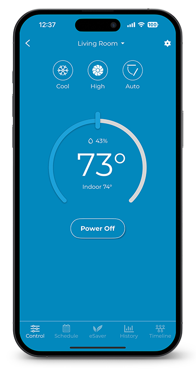 Cielo home app screen to control home temperature from anywhere, anytime