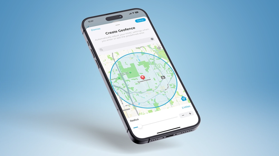 Geofencing screen Cielo Home app