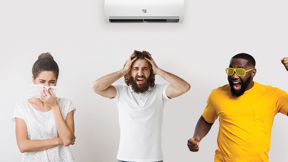 People worried due to effect of temperature and air conditioning on mood and health.