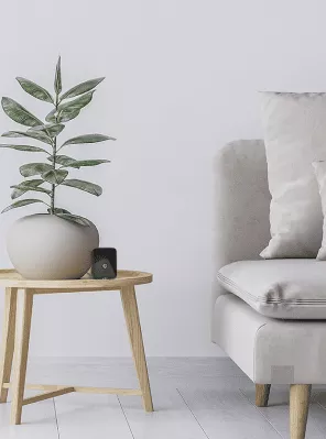 Breez eco black placed on a table in a living room