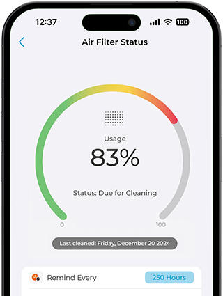 Air filter status cielo home app