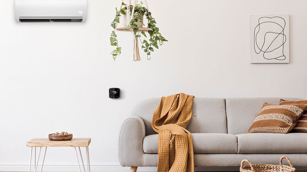 Smart AC controller installed in a comfortable living room