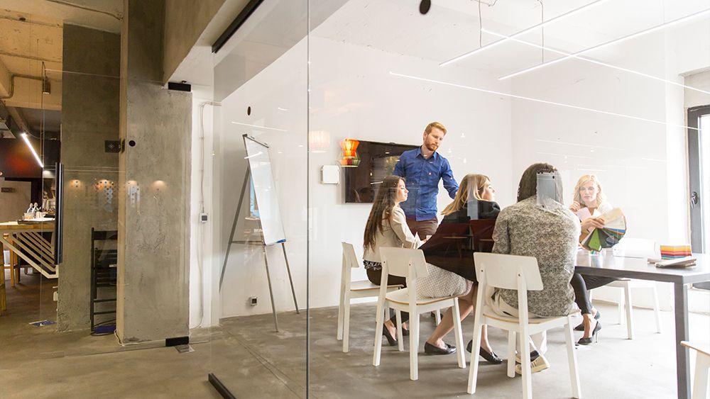 Co-workers in a business meeting