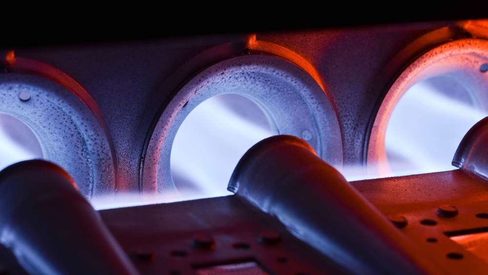 Furnace blower flames are blue