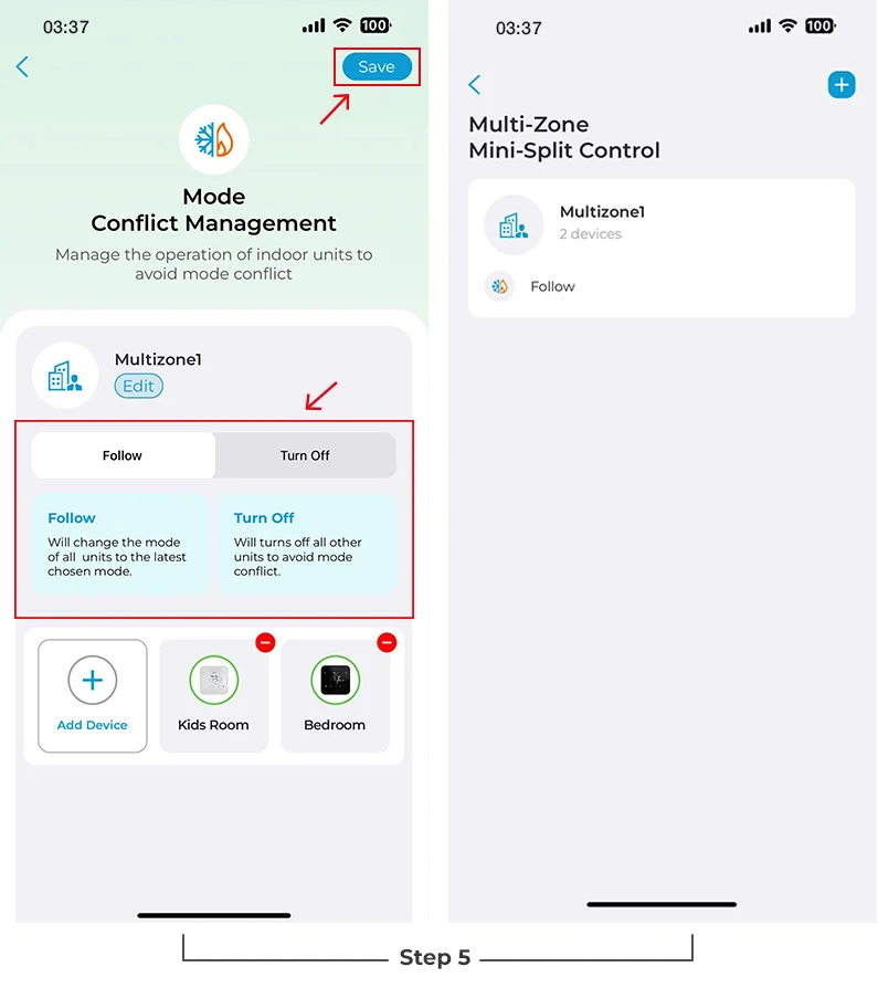 multi-zone mini-split conflict control mode