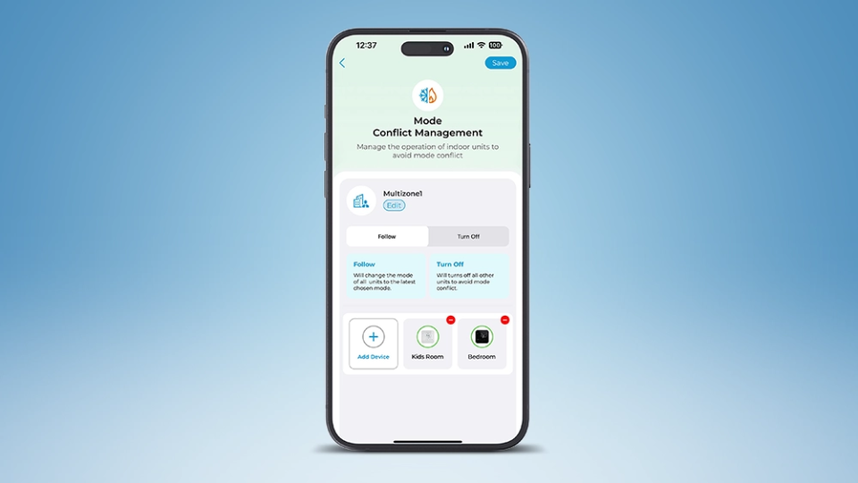Multi zone mode conflict control in Cielo Home app