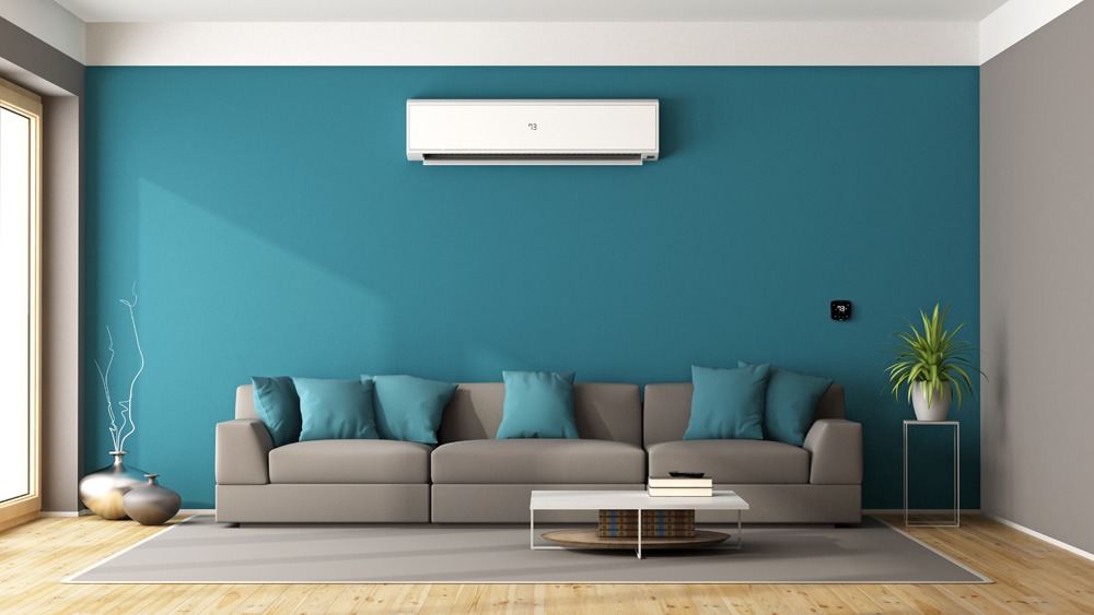 Mini-split with Cielo Breez smart AC controller to maintain the perfect temperature in the living room