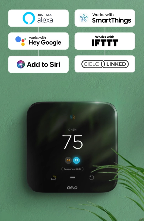 Voice commands for Alexa and Google to change AC temperature via Breez Eco.
